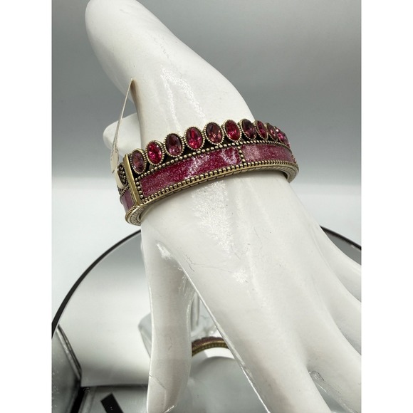 Heidi Daus Jewelry - Heidi Daus Pink GLOBALLY GLAMOROUS‎  Crystal Bracelet Spring Hinged  Bangle RARE